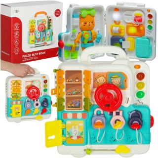 Tablica manipulacyjna dla dzieci, sensoryczna, składana walizka wiek 18m+