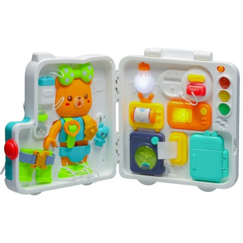 Tablica manipulacyjna dla dzieci, sensoryczna, składana walizka wiek 18m+