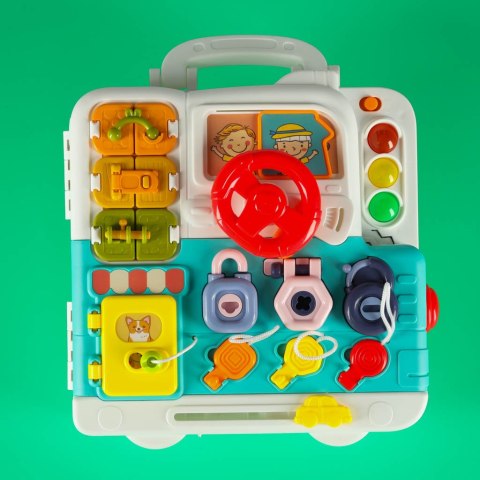 Tablica manipulacyjna dla dzieci, sensoryczna, składana walizka wiek 18m+