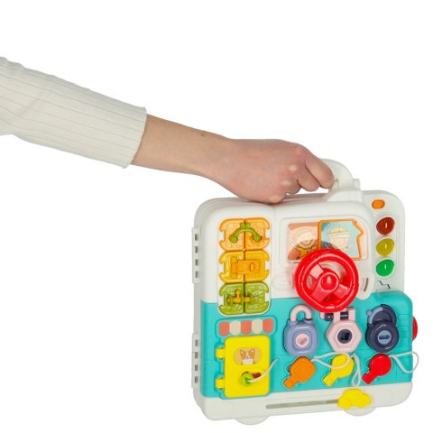 Tablica manipulacyjna dla dzieci, sensoryczna, składana walizka wiek 18m+