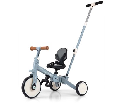 Rowerek biegowy trójkołowy z rączką 5w1 Milly Mally Optimus Niebieski 12M+