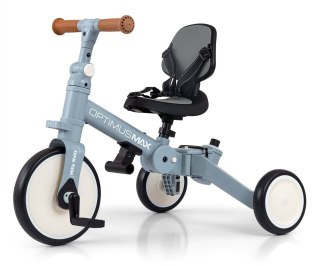 Rowerek biegowy trójkołowy z rączką 5w1 Milly Mally Optimus Niebieski 12M+