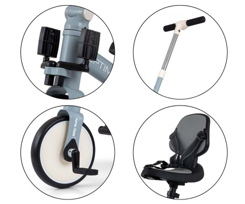 Rowerek biegowy trójkołowy z rączką 5w1 Milly Mally Optimus Niebieski 12M+