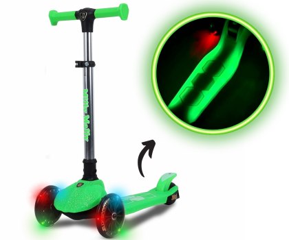 Hulajnoga trójkołowa dla dzieci, balansowa z LED, Scooter Jelly Green wiek 3+