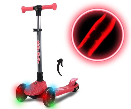 Hulajnoga trójkołowa dla dzieci, balansowa z LED, Scooter Jelly Pink wiek 3+