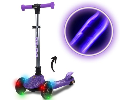 Hulajnoga trójkołowa dla dzieci, balansowa z LED, Scooter Jelly Violet wiek 3+