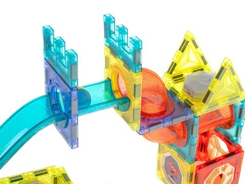 Klocki magnetyczne konstrukcyjne tor kulkowy świecący - zestaw 75 el., 3+