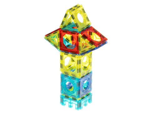 Klocki magnetyczne konstrukcyjne tor kulkowy świecący - zestaw 75 el., 3+