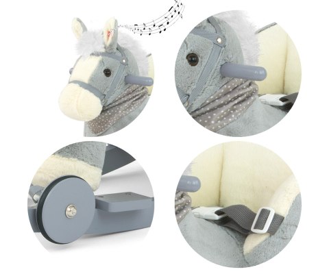 Konik na biegunach dla dziecka z oparciem Milly Mally Polly Gray wiek 12m+