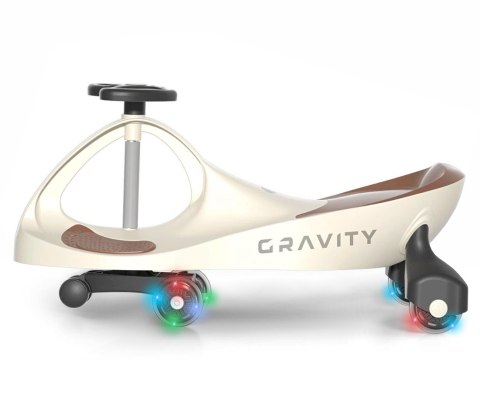 Jeździk Grawitacyjny dla dziecka, kółka LED, Beżowy, Milly Mally, wiek 3+