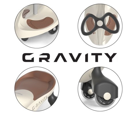 Jeździk Grawitacyjny dla dziecka, kółka LED, Beżowy, Milly Mally, wiek 3+