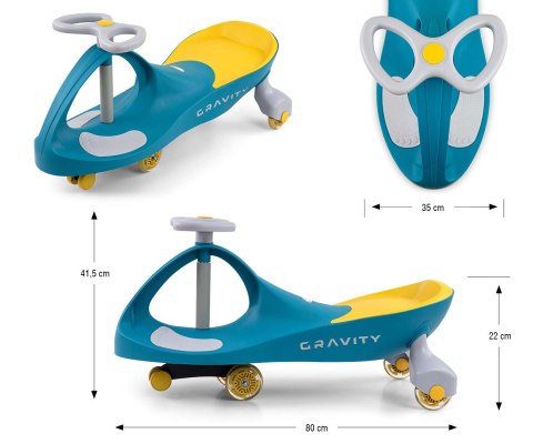 Jeździk Grawitacyjny dla dziecka, kółka LED, Zielony, Milly Mally, wiek 3+