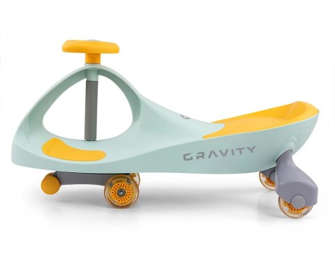 Jeździk Grawitacyjny dla dziecka, kółka LED, Żółty, Milly Mally, wiek 3+
