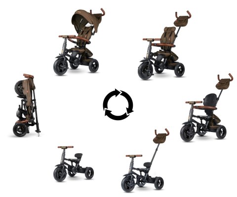 Qplay Rowerek Trójkołowy Rito Deluxe Rubber Brown wiek 10m+