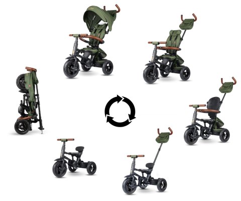 Qplay Rowerek Trójkołowy Rito Deluxe Rubber Olive wiek 10m+