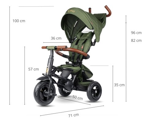 Qplay Rowerek Trójkołowy Rito Deluxe Rubber Olive wiek 10m+