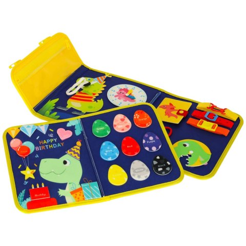 Książeczka Tablica edukacyjna manipulacyjna sensoryczna Dinozaur wiek: 3+