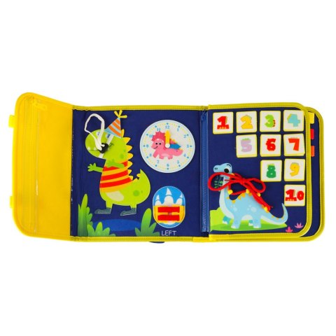 Książeczka Tablica edukacyjna manipulacyjna sensoryczna Dinozaur wiek: 3+