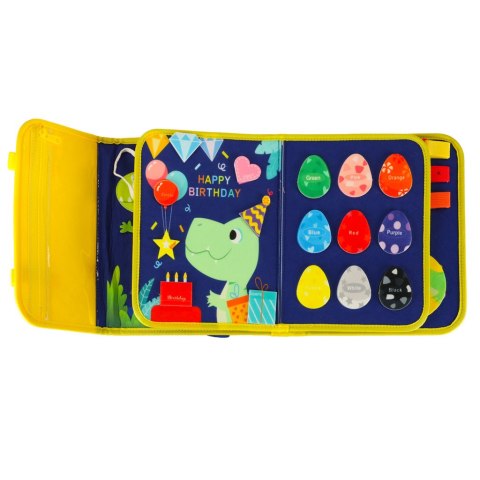 Książeczka Tablica edukacyjna manipulacyjna sensoryczna Dinozaur wiek: 3+