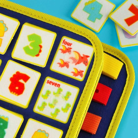 Książeczka Tablica edukacyjna manipulacyjna sensoryczna Dinozaur wiek: 3+