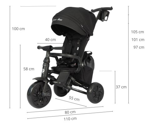 Qplay Rowerek Trójkołowy Nova Max Black wiek 10m+