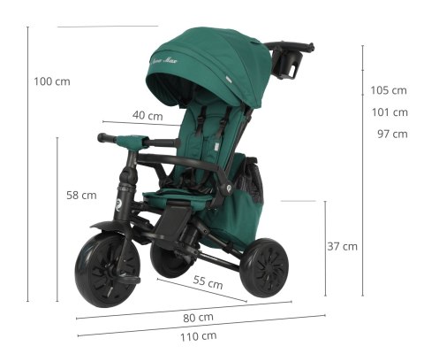 Qplay Rowerek Trójkołowy Nova Max Green wiek 10m+