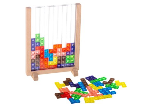 Gra logiczna edukacyjna, kolorowa układanka tetris, Montessori, wiek 3+