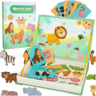 Książeczka magnetyczna edukacyjna układanka puzzle z magnesem Safari, 3+