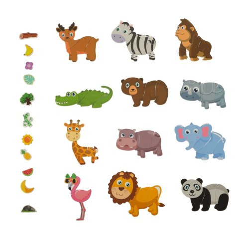 Książeczka magnetyczna edukacyjna układanka puzzle z magnesem Safari, 3+