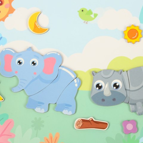 Książeczka magnetyczna edukacyjna układanka puzzle z magnesem Safari, 3+