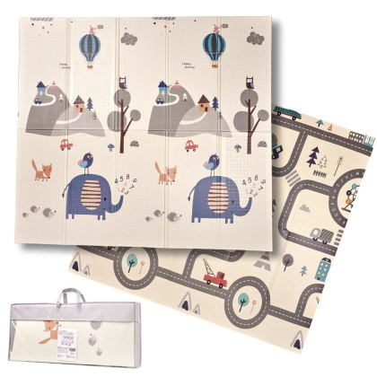 Mata piankowa składana dla dzieci niemowląt do nauki chodzenia Słonie Ulica