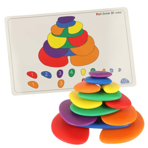 Układanka Montessori, Kamyki kreatywne kolorowe, nauka liczenia, wiek 3+