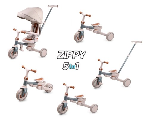 Rowerek trójkołowy Zippy 5w1 z rączką – biegowy i trójkołowy dla dziecka 12m+