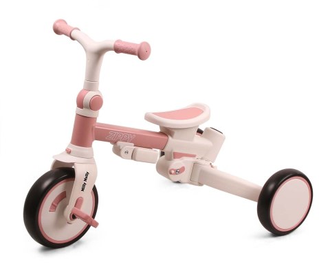 Rowerek trójkołowy dla dziewczynki 5w1 - biegowy i trójkołowy z rączką 12m+ Zippy