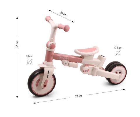 Rowerek trójkołowy dla dziewczynki 5w1 - biegowy i trójkołowy z rączką 12m+ Zippy