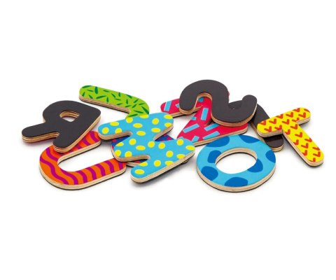 Magnetyczne litery i cyferki - 77 elementów, drewniane, Viga, wiek 3+