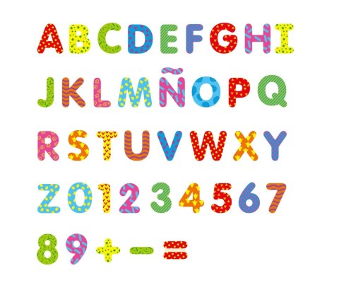 Magnetyczne litery i cyferki - 77 elementów, drewniane, Viga, wiek 3+