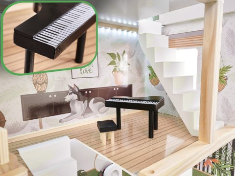 Drewniany Domek dla lalek z mebelkami, składany, LULILO FLORO wiek: 3+