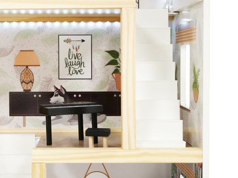 Drewniany Domek dla lalek z mebelkami, składany, LULILO FLORO wiek: 3+