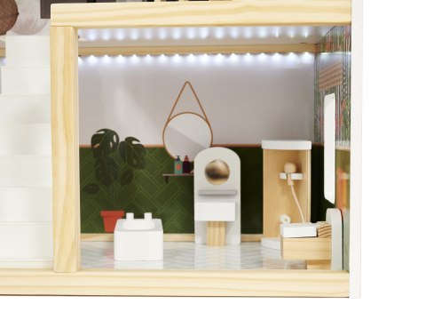 Drewniany Domek dla lalek z mebelkami, składany, LULILO FLORO wiek: 3+