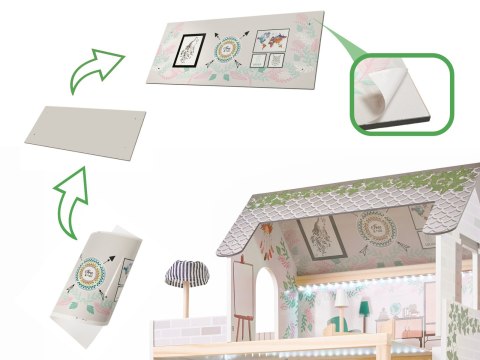 Drewniany Domek dla lalek z mebelkami, składany, LULILO FLORO wiek: 3+