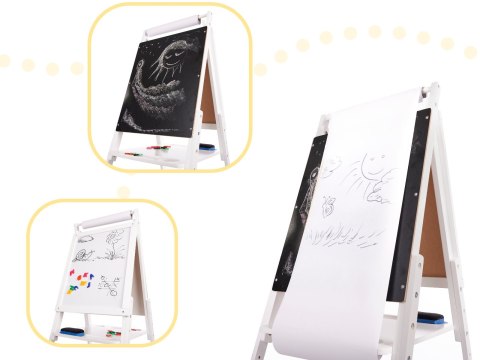 Tablica kredowa magnetyczna dla dzieci, stojąca, drewniana duża, wiek 3+