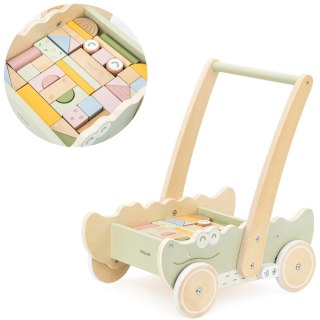 Drewniany pchacz do nauki chodzenia, chodzik dla dzieci + wózek, Viga, 12m+