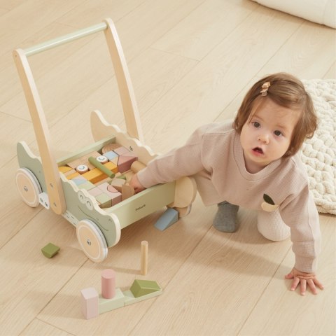Drewniany pchacz do nauki chodzenia, chodzik dla dzieci + wózek, Viga, 12m+