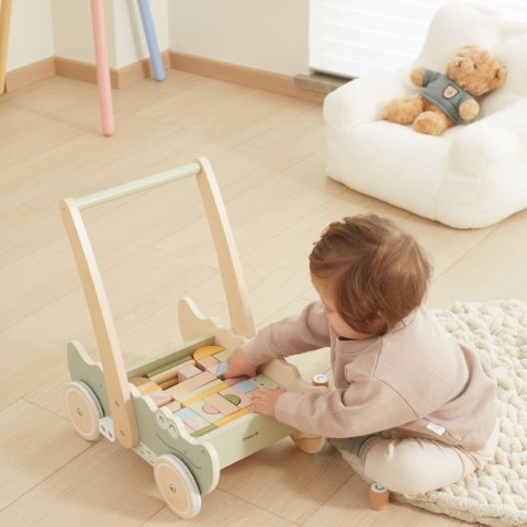 Drewniany pchacz do nauki chodzenia, chodzik dla dzieci + wózek, Viga, 12m+