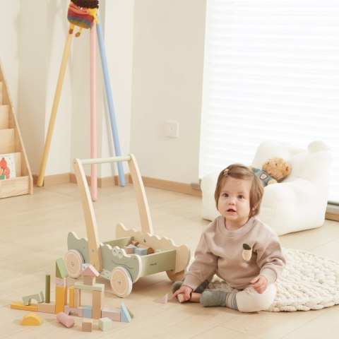 Drewniany pchacz do nauki chodzenia, chodzik dla dzieci + wózek, Viga, 12m+