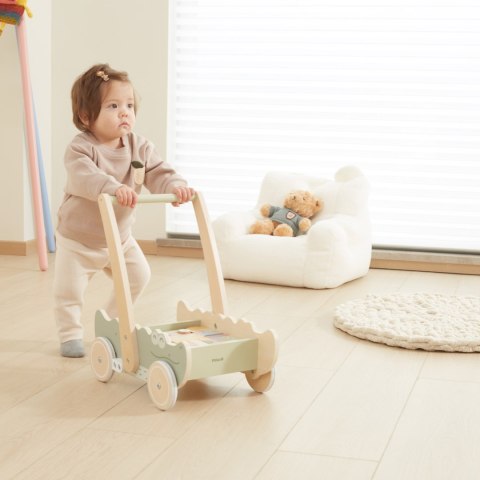 Drewniany pchacz do nauki chodzenia, chodzik dla dzieci + wózek, Viga, 12m+
