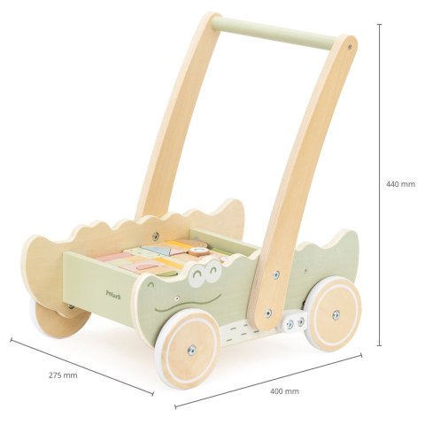 Drewniany pchacz do nauki chodzenia, chodzik dla dzieci + wózek, Viga, 12m+