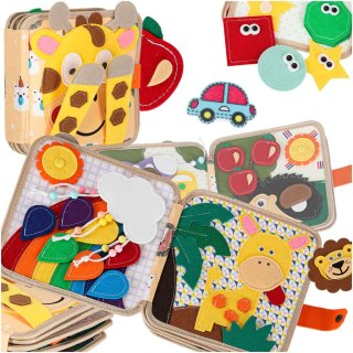 Książeczka sensoryczna edukacyjna z filcu dla dzieci Żyrafa, wiek 3+