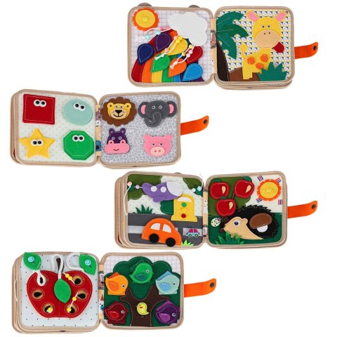 Książeczka sensoryczna edukacyjna z filcu dla dzieci Żyrafa wiek 3+